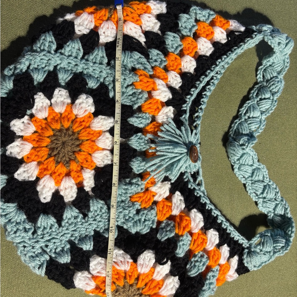 Handmade Crochet Shoulder Bag - Multicolor